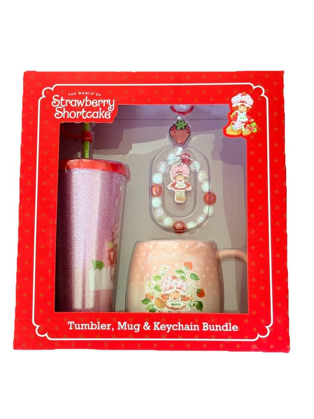 New STRAWBERRY SHORTCAKE Tumbler, Mug & Keychain Bundle Gift Set - Full Size